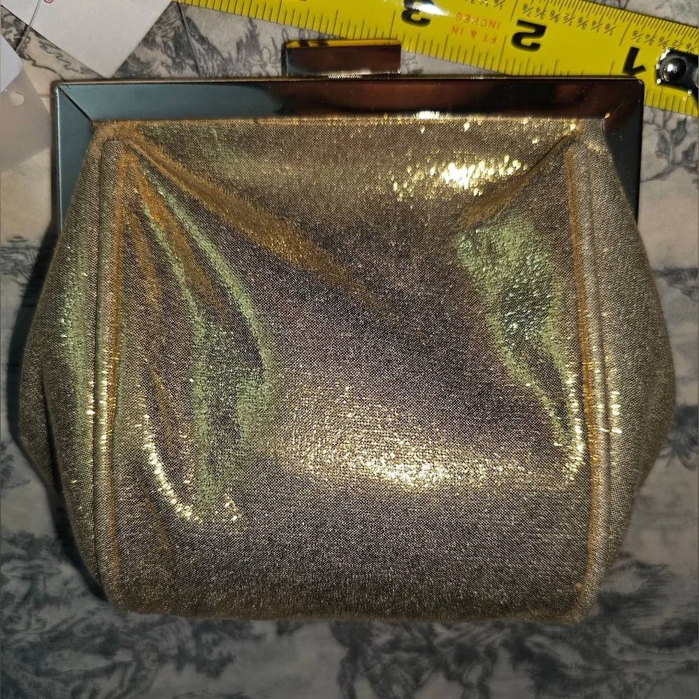 NWT Gold Rhinestone Evening Clutch Black Frame Chain Strap Sparkly Prom Wedding - Picture 12 of 12
